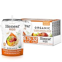 HONEST Kids Organic Juice Drink, Tropical Tango Punch, 6.75 Fl. Oz Pouches (Pack of 32)