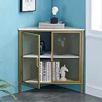 VECELO 3 tier Corner Storage Cabinet with Mesh Doors and Wooden Shelves, Free-Standing Organizer for Compact Space in Living Room/Bedroom/Entryway/Kitchen