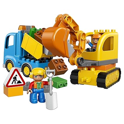 LEGO DUPLO Town Truck & Tracked Excavator 10812 Dump Truck and Excavator Kids Construction Toy with DUPLO Construction Worker Figures (26 Pieces)