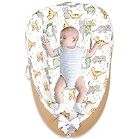 Baby Nest Lounger Pillow for Newborn, Cover Ultra Soft 100% Waffle Organic Cotton for 0-24 Months, Adjustable Breathable & Portable Infant Snuggle (Luxury Yellow)