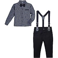 Lilax Boy Gentleman Outfit Tuxedo Dress Shirt Suspender Pant Set