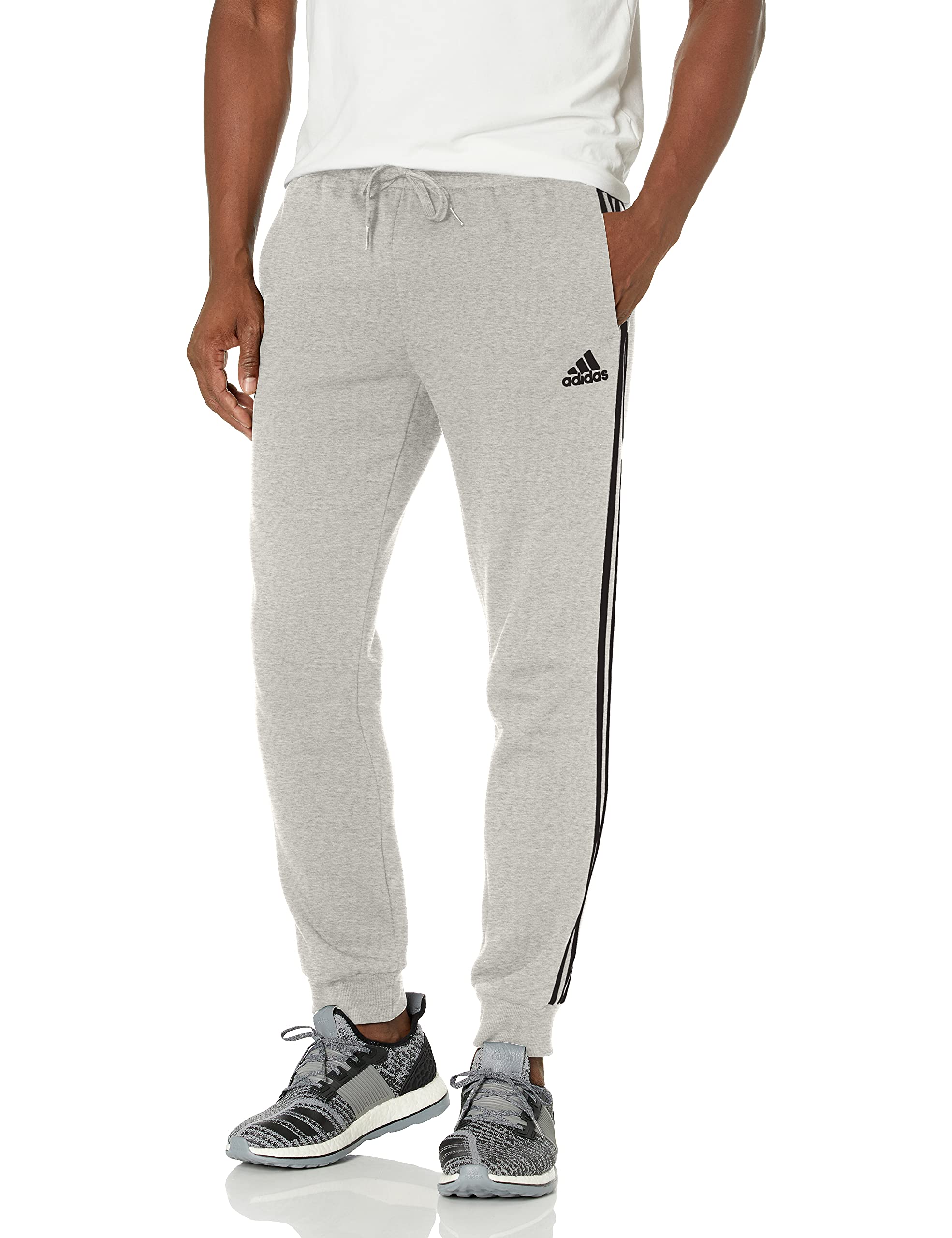 adidas Men's Essentials Fleece Tapered Cuff 3-Stripes Pants