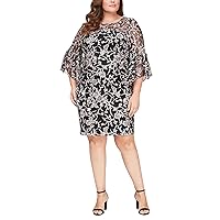 Alex Evenings Women's Plus Size Short Shift Dress with Embellished Illusion Detail