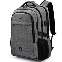 17 Inch Travel Laptop Backpack Water Resistant College Backpack for Men Laptop Bag with USB Charging Port,Light Grey