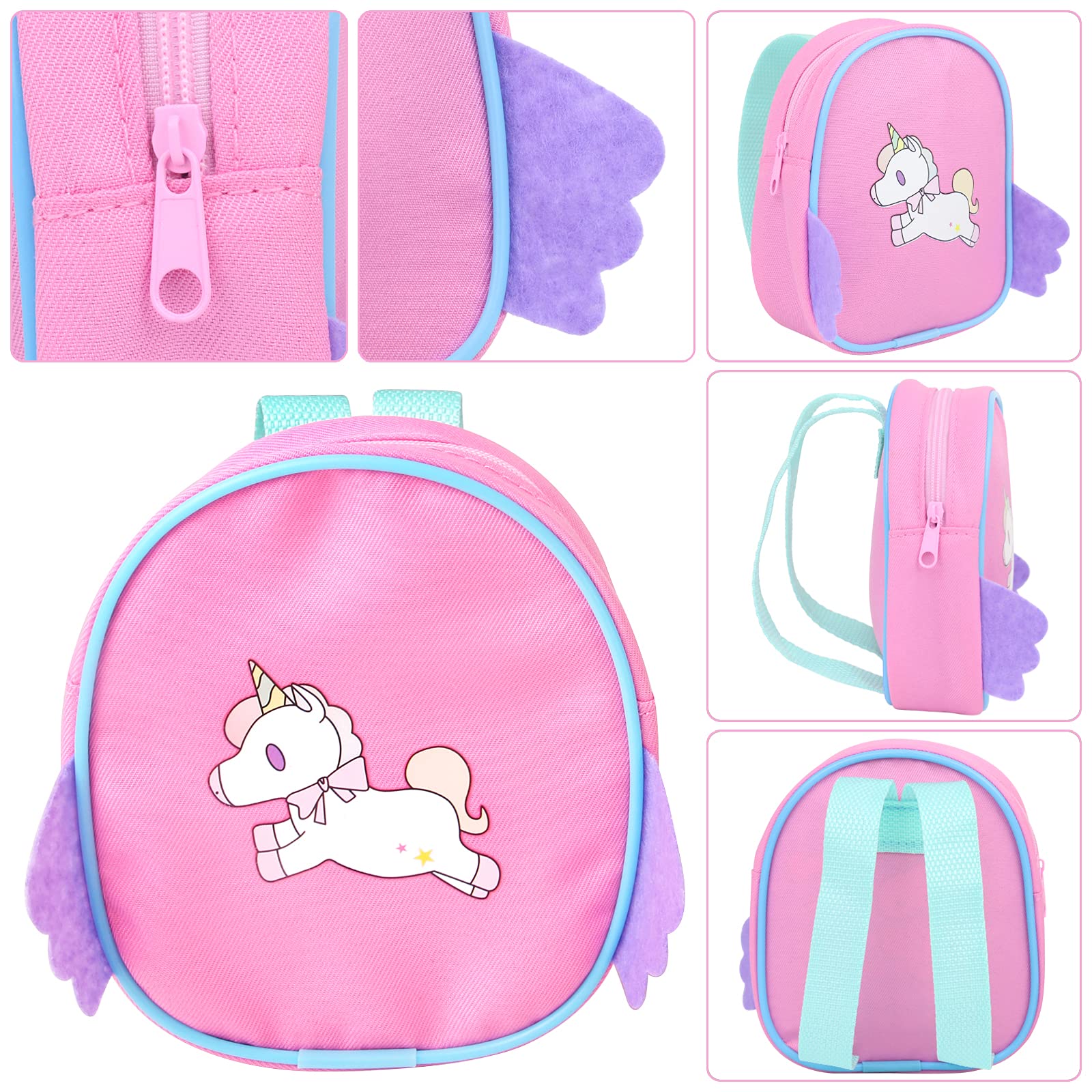 UNICORN ELEMENT 23 Pcs 18 Inch Girl Doll Accessories Suitcase Travel Set Including Clothes Suitcase Backpack Camera Ipad Cell Phone Neck Pillow Sunglasses and Other Travel Set