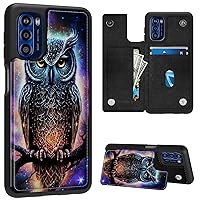 Case for Motorola Moto G Stylus 5G 2022 Wallet Phone Case with Card Holder,PU Leather Kickstand Card Slot Cover for Women Men (Dual Magnetic Clasp+RFID Blocking)-Glowing Owl