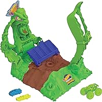 Hot Wheels Monster Trucks Arena Smashers Glow-in-The-Dark Gunkster Playset with 1 Glow-in-The-Dark 1:64 Scale Gunkster Toy Truck & 2 Crushable Cars