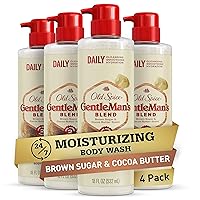 Exfoliating Body Wash for Men, Gentleman's Blend Brown Sugar & Cocoa Butter Scent, 18 fl oz (Pack of 4)