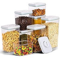 Uamector Pop Container Sets, 8-Piece Airtight Food Storage Containers, BPA-Free Air Tight Stackable Dry Cereal Container, Pantry Organization and Storage Cereal Snack Sugar Coffee