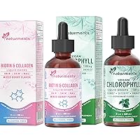 Naturments Liquid Biotin & Collagen + Chlorophyll Liquid Drops Bundle | Strong Hair, Skin, Nail, Joints Support | Natural Deodorant, Cleanse and Detoxification Supplement | Beauty Bundle
