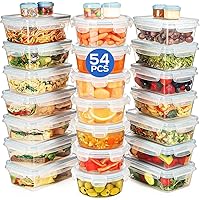 HUGE set 54 Pack Food Storage Containers with Airtight Lids, 27 containers+27 Lids, Meal Prep Snap Lids Lunch/Bento Box - BPA Free Freezer Safe - Kitchen Plastic Storage Container Set