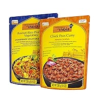 Kitchens of India- Pindi Chana – Chick Peas Curry, 285g (10 OZ) + Hyderabadi Vegetable Biryani - Basmati Rice Pilaf with Vegetables, 250g (8.8 OZ) | (2 x Pack of 6)