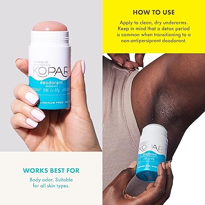 Kopari Aluminum Free Deodorant with Organic Coconut Oil | Original | Vegan, Gluten Free, Cruelty Free, Non-Toxic, Paraben Free, Deodorant for Men & Women, Odor Protection, Naturally Derived Plant Based Ingredients | 2.0 oz