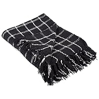 DII Transitional Checked Plaid Woven Throw, 50x60, Black
