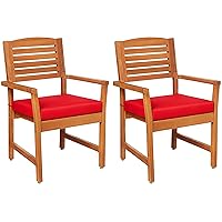 Amazon Aware FSC Certified Outdoor Dining Chairs with Cushions, Acacia Wood, Set of 2, Natural Finish