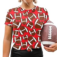Long Sleeve Tee Shirts for Women for Work Women's Football T Shirts Cute Rugby Graphic Casual Short Sleeve Tee