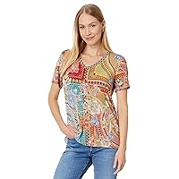 Johnny Was Women's The Janie Favorite Short Sleeve V-Neck Tee-Mosaic