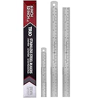 3 Pack Metal Ruler Set - 1 6 Inch Ruler & 2 12 Inch Metal Rulers - Metal Straight Edge Ruler Set - Metal Ruler 12 Inch & 6 Inch - Inches & Millimeter Ruler - Precision Ruler Set