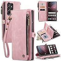 Defencase for Samsung Galaxy S23 Ultra Case, for Samsung S23 Ultra Wallet Case for Women Men, Fashion PU Leather Magnetic Flip Strap Zipper Card Holder Phone Case for Galaxy S23 Ultra 6.8