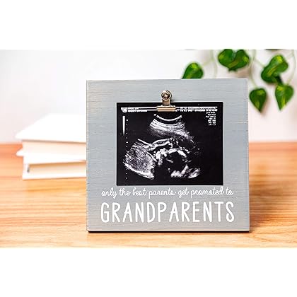 Pearhead Sonogram Photo Frame for Grandparents, Grandma and Grandpa Baby Keepsake Picture Frame, Pregnancy Announcement Accessory, Baby's First Christmas Gifts, Holiday Gift Ideas, Baby Holiday Gifts, Distressed Gray