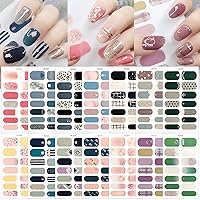 14 Sheets French Full Wrap Nail Polish Stickers Heart Design Nail Polish Strips French Tips Glitter Nail Gel Strips Supplies Colorful Self-Adhesive Flowers Nail Wraps for Women Girls DIY Manicure Tips