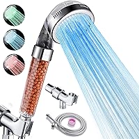 Cobbe Filtered LED Shower Head with Handheld, Color Changing, High Pressure Shower Head with Filter, Water Saving Spray Handheld Showerheads with Hose and Base for Dry Skin & Hair