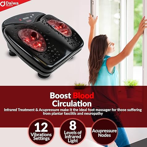 Daiwa Felicity Foot Massager Machine for Plantar Fasciitis with Heat Can Boost Blood Circulation and Help with Neuropathy