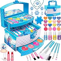 Toys for Girls,Real Kids-Makeup-Kit-for-Girl,Washable Pretend Toddler-Girl-Toys Makeup for Kid,Frozen-Toys for 3 4 5 6 7 8 9 10 11 12 Year Old Girls,Princess-Dresses-for-Girls-Christmas-Brithday-Gifts