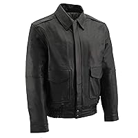 Milwaukee Leather SFM1519 Men's Classic Black Bomber Leather Jacket - 4X-Large