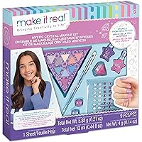 Make It Real: Mystic Crystal Makeup Kit - 9 Piece Tween Cosmetic Set, Sparkle Head to Toe, Rings-Eyes-Lips-Nails, Water-Based Nail Polish, You are Magic, Take-Anywhere Cosmetic Set, Kids Ages 8+