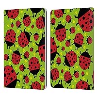 Head Case Designs Green Ladybug Bugged Life Leather Book Wallet Case Cover Compatible with Kindle Paperwhite 1/2 / 3
