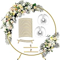 7.2FT Round Backdrop Stand - Circle Backdrop Stand Gold Balloon Arch Frame kit - Metal Wedding Arch Backdrop Stand - Circle Arch Gold Arch for Parties, Wedding, Baby Shower Decorations