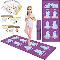 Kids Yoga Mat Set -Non-slip Exercise Mats with Fun Prints -12 Yoga Cards for Kids - Carrier Bag - Odor Free Non-Toxic, Cute Yoga Mat for Kids Girls Boys (60 X 24 X 0.2 Inch)