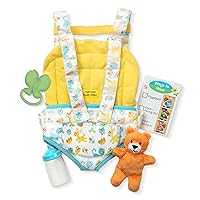 Mine to Love Carrier Play Set for Baby Dolls with Toy Bear, Bottle, Rattle, Activity Card, 14.25 x 8.25 x 2.5