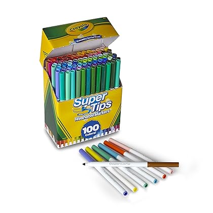 Crayola Super Tips Marker Set (100ct), Fine Point Washable Markers, Drawing Markers for Kids & Adults, Great for Thick & Thin Lines