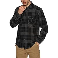 Brixton mens Bowery L/S Flannel Button Down Shirt, Black/Charcoal, Large US