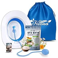 Fivona 4-in-1 Sitz Bath Soak Kit for Hemorrhoids and Postpartum Care 1 Pack of Blend Made of Epsom Salt and Essential Oils Toilet Expandable Seat Storage Bag and Hand Pump for at Home Perineal Soaking