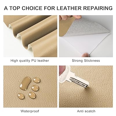 YAFLC Self Adhesive Leather Repair Tape Kit, 4x 63 Leather Repair Patch  for Furniture, Leather Repair Patch for Car seat, Sofas, Couch, Boat