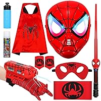 Kids Capes and LED Mask Set - Web Shooters Game for Kids - Red LED Light Sword - Reproducing Movie Scenes - Suitable for Cosplay Costume