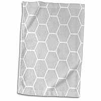 3D Rose Gray Honeycomb Pattern-Contemporary Grey Honey Comb-Modern Bee Hive Geometric Hexagons Hand/Sports Towel, 15 x 22, Multicolor