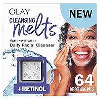 Olay Cleansing Melts + Retinol Face Cleanser, 64 ct. total (2 x 32 ct.), Water-Activated Face Wash to Clean, Tone, and Refresh