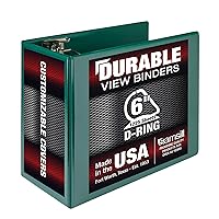 Samsill Durable 6 Inch Binder, Made in The USA, Locking D Ring Binder, Customizable Clear View Cover, Green, Holds 1225 Pages