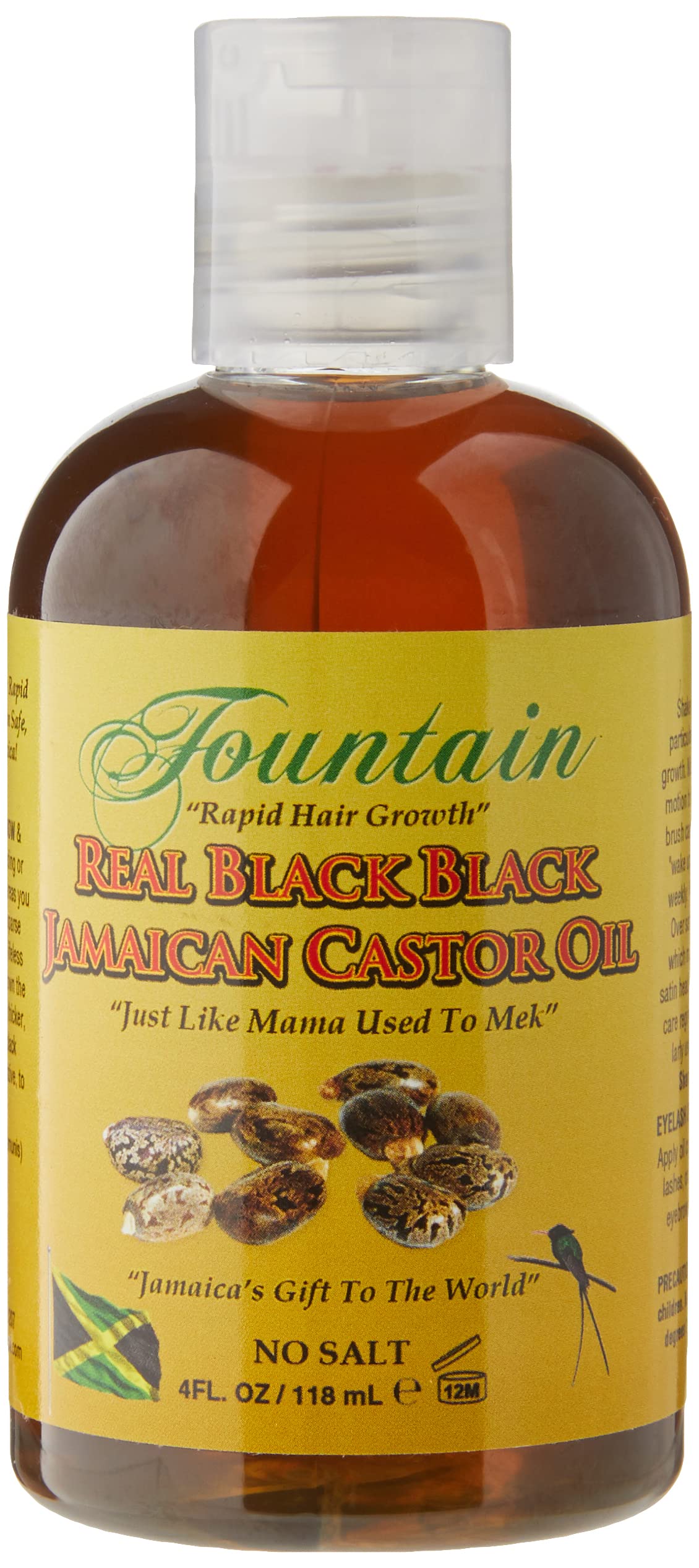 Fountain Real Black Black Jamaican Castor Oil - Beard Growth Oil - Mustache Growth - Beard Thickener - Hair Oil For Men - Luxury Satin Durag - 4 Oz