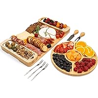 Bambüsi Charcuterie Board Gift Set - Cheese Board & Serving Tray - Large Bamboo Charcuterie Boards - Elegant for Mom - Unique Housewarming Gifts New Home, Wedding Gifts for Women