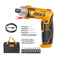 INGCO 8.0V Electric Cordless Screwdriver, Rechargeable Power Drill Driver Set, 6N.m Max Torque, 220RPM, Packed by Canvas Bag CSDLI0802