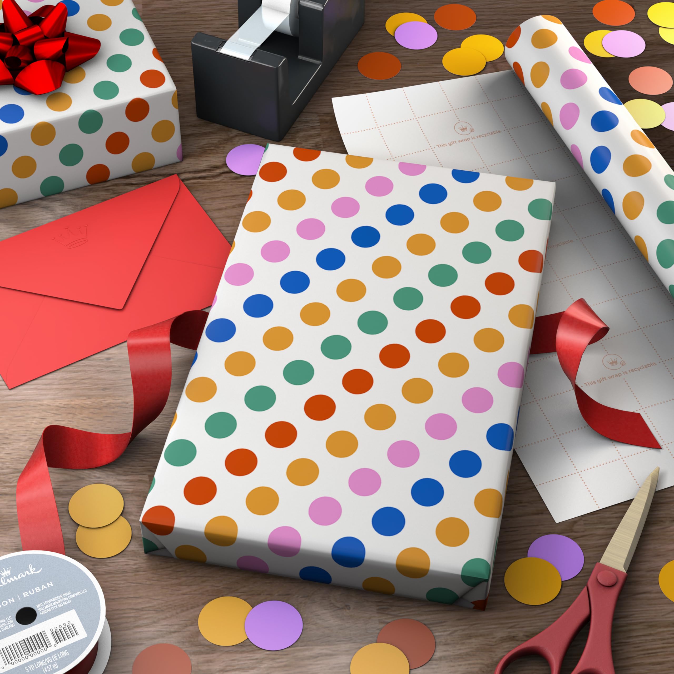Hallmark Wrapping Paper with Cutlines on Reverse (1 Mini Roll: 17.5
