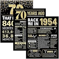 70th Birthday Decorations Back in 1954 Posters 3 Pieces 11 x 14 1954 Birthday Gifts for Men 70 Years Ago Party Decorations Supplies Large Sign Home Decor for Men and Women