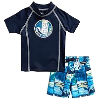 Body Glove Baby Boys' Toddler Rash Guard Swim Set - UPF 50+ Swim Shirt and Bathing Suit Trunks for Boys (2T-4T)