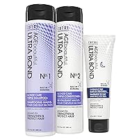 AGEbeautiful Ultra Bond No. 1 Blonde Care Purple Shampoo & No. 2 Conditioner & Overnight Leave-In Treatment | Strengthens & Protects