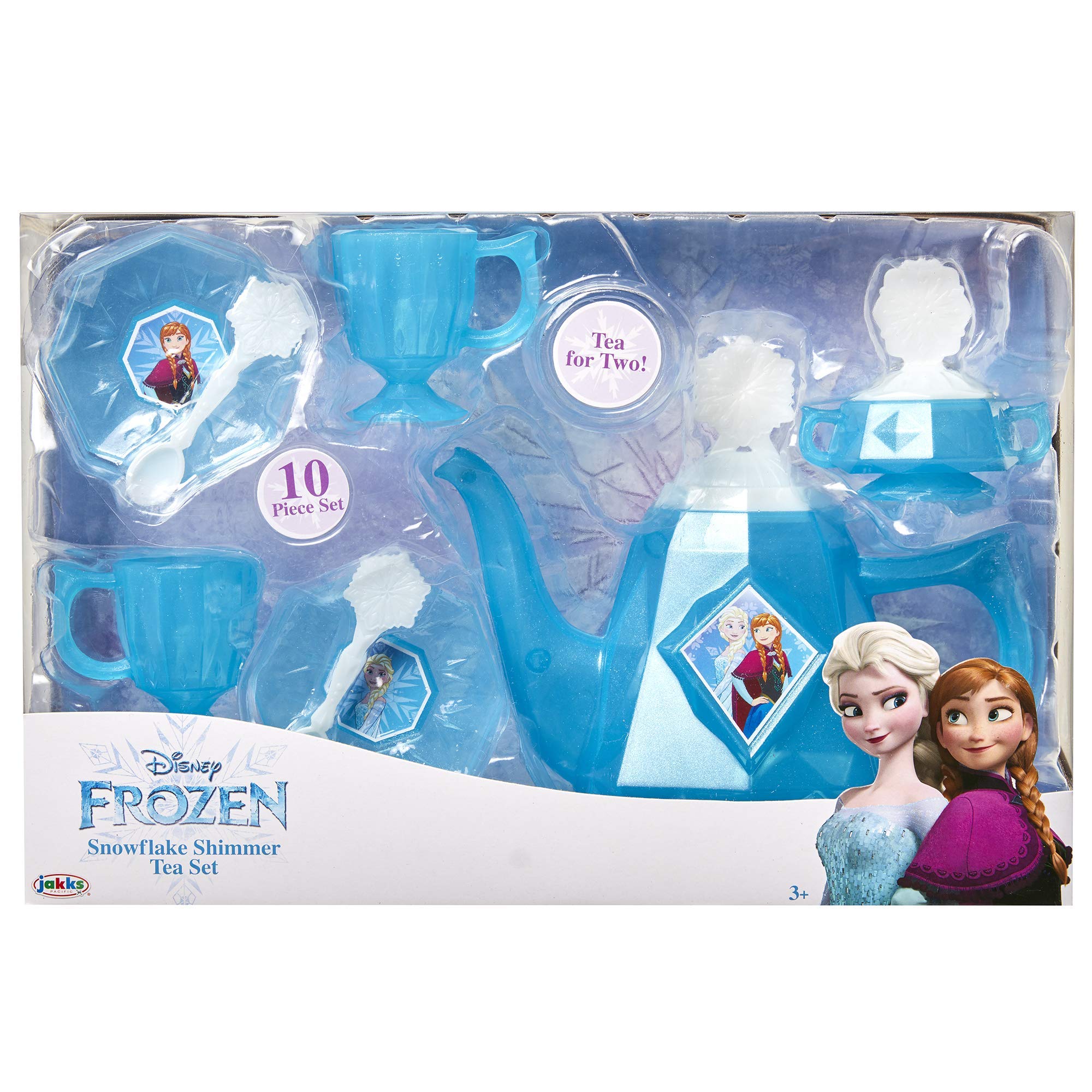 Disney Frozen Tea Set for Girls - 10 Piece Tea Party Set - Pretend Tea Time Play Kitchen Toy, Blue